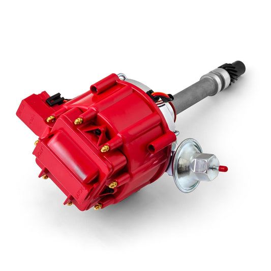 Distribuidor HEI de bobina de 65 000 CV para Chevy SBC 350 BBC 454 Serie 6000 con transmisión por tacómetro [Rojo]
