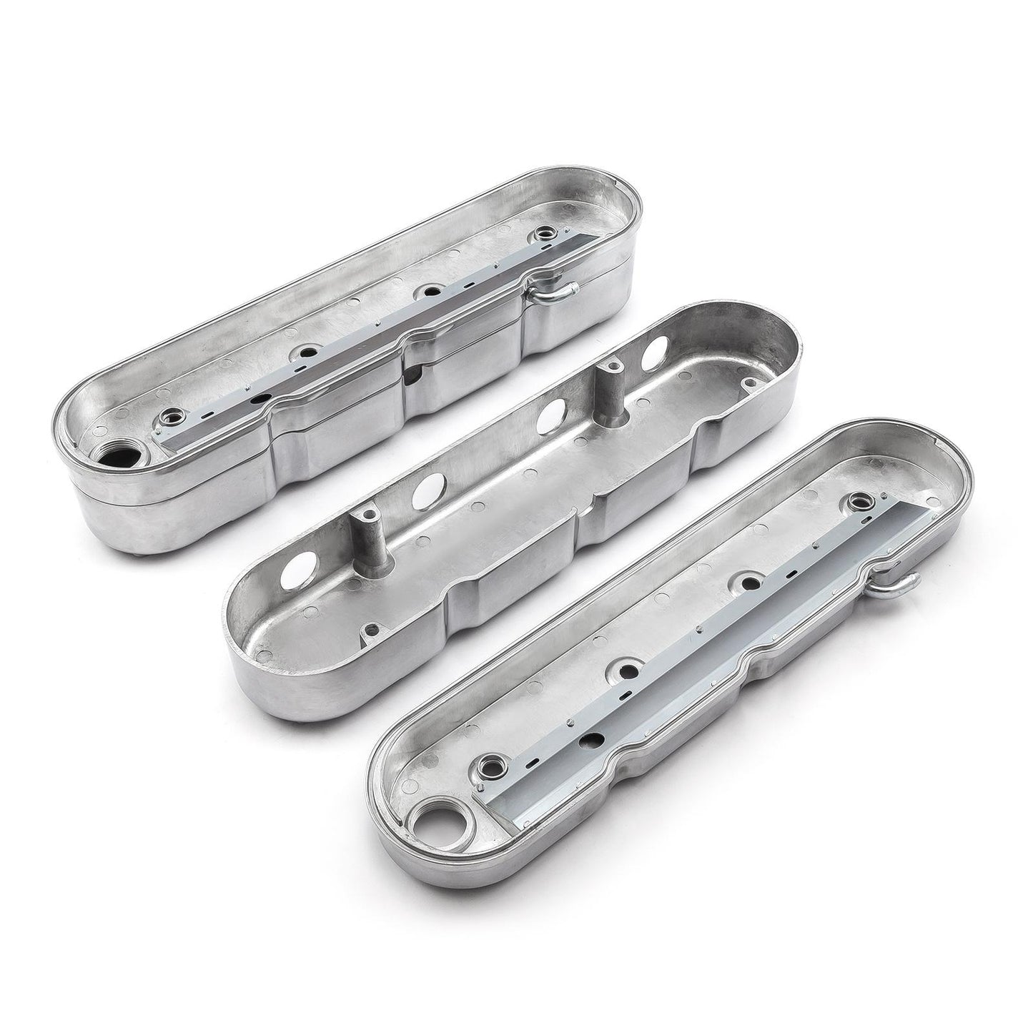 Chevy LS 2pc Finned Vintage Hidden Coil Aluminum Valve Cover - Polished