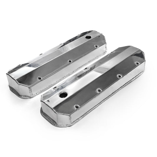 Chevy BBC 454 Long Bolt Fabricated Valve Covers Polished Tall w/ Hole (No Bolts)