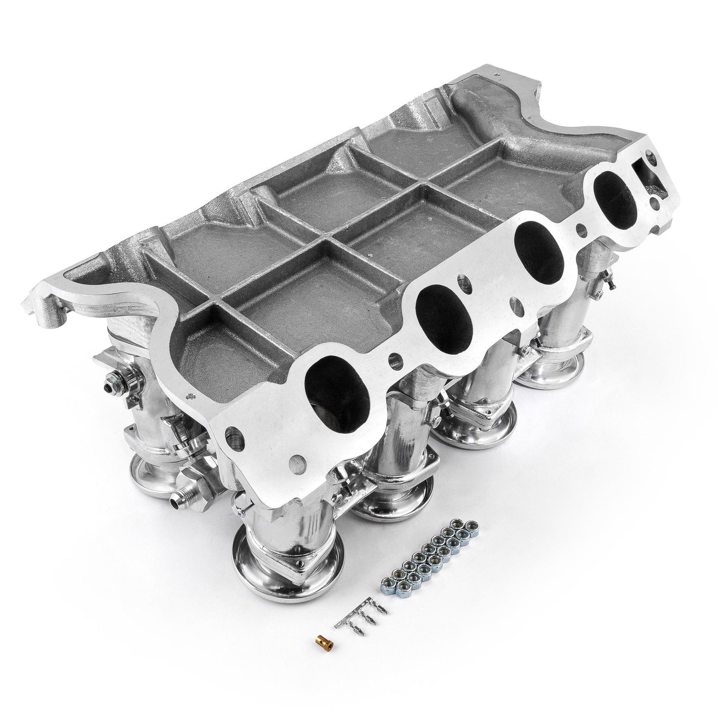 Sistema de colector de admisión de pila EFI de tiro descendente Ford BB 460, completo y pulido
