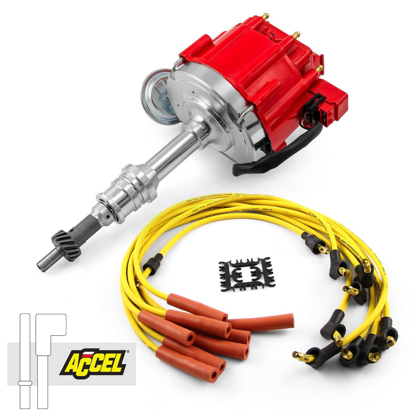 Ford SB 289 302 Windsor HEI Distributor Accel Spark Plug Wire Ignition Combo Kit