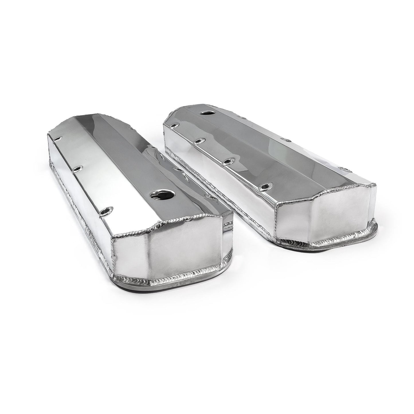 Chevy BBC 454 Long Bolt Fabricated Valve Covers Polished Tall w/ Hole (No Bolts)