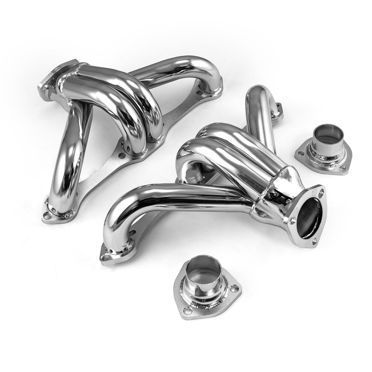 Colectores de escape cromados de bloque Hugger de 1 5/8" para Chevy SBC 350