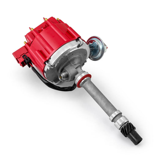 Distribuidor HEI de bobina de 65 000 CV para Chevy SBC 350 BBC 454 Serie 6000 con transmisión por tacómetro [Rojo]