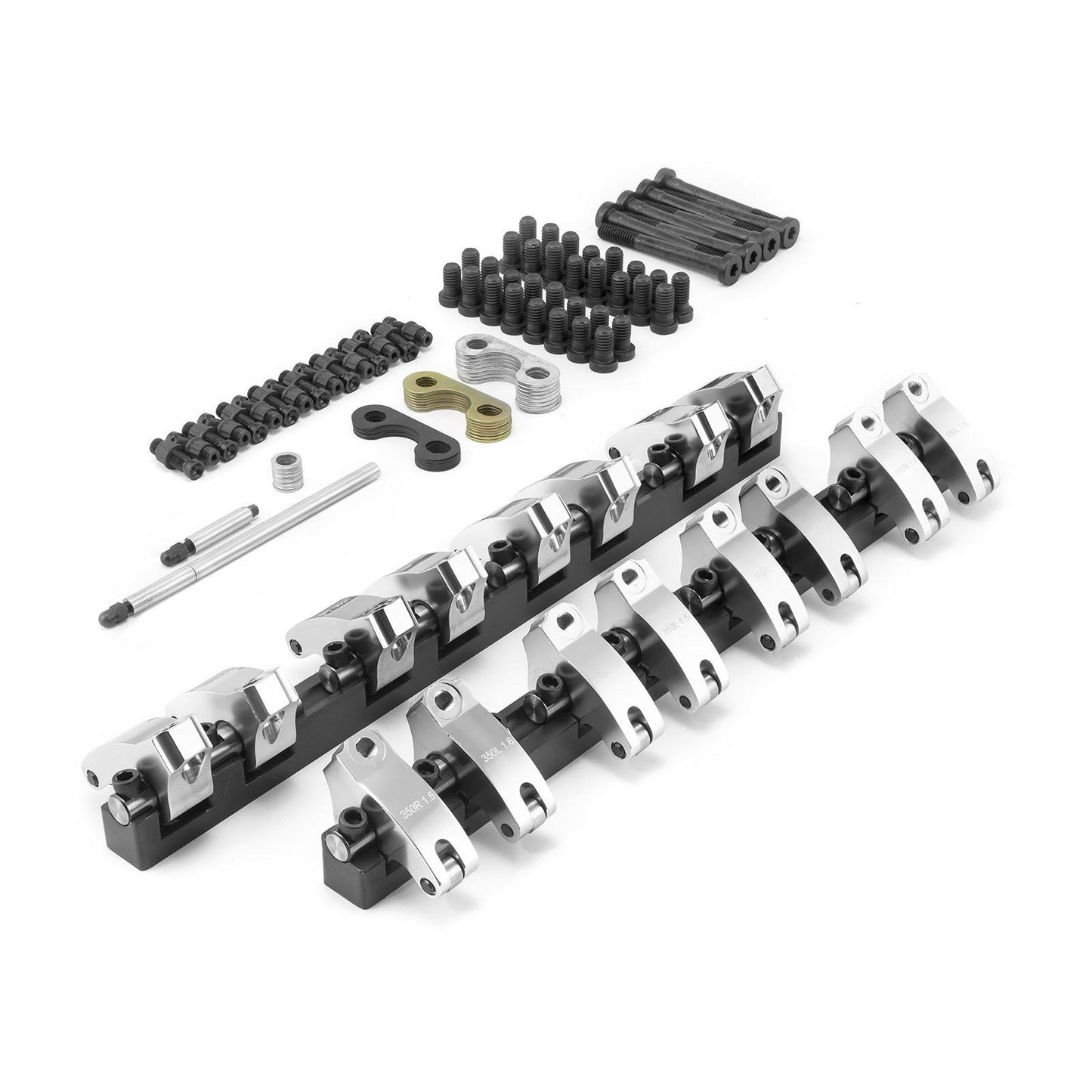 Chevy SBC 350 1.5/1.6 Split Aluminum Shaft Roller Rocker Arms Set w/ Hardware