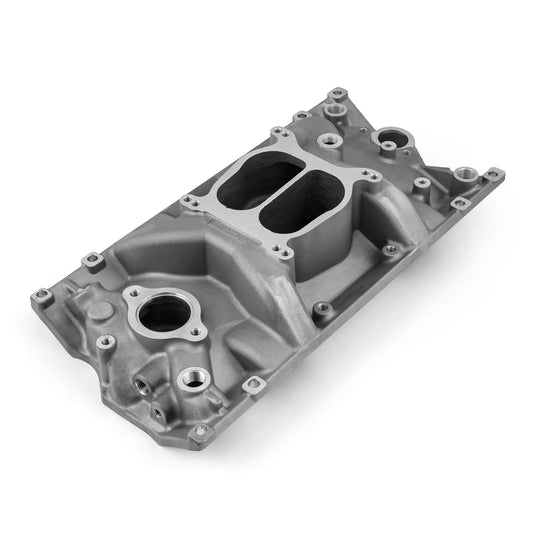 Colector de admisión de aluminio Vortec LowRise para Chevy SBC 350 [satinado]