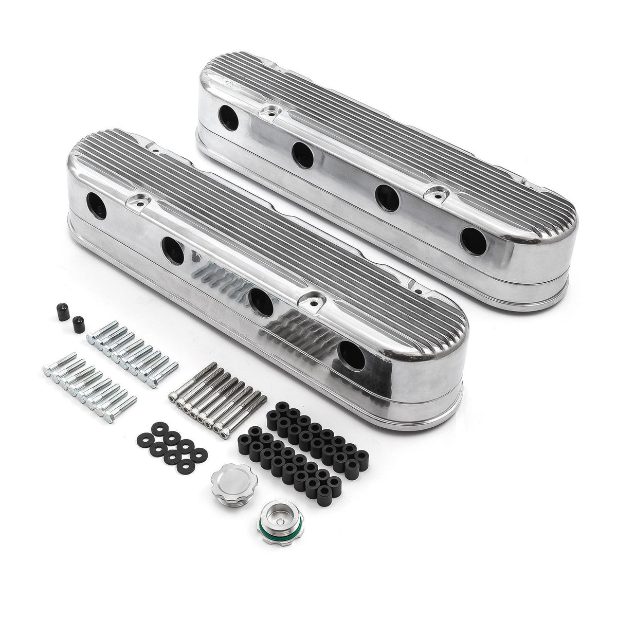 Kit de cables para bobinas ocultas de aluminio de 2 piezas con aletas para Chevy LS [pulido]