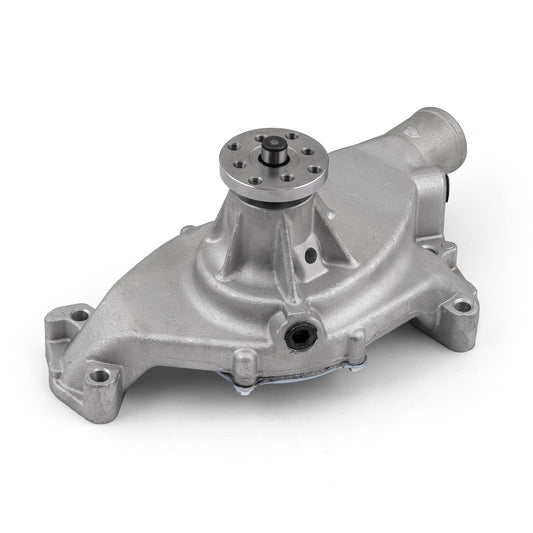 Bomba de agua corta de aluminio de alto volumen con impulsor recto Chevy BBC 454, satinada