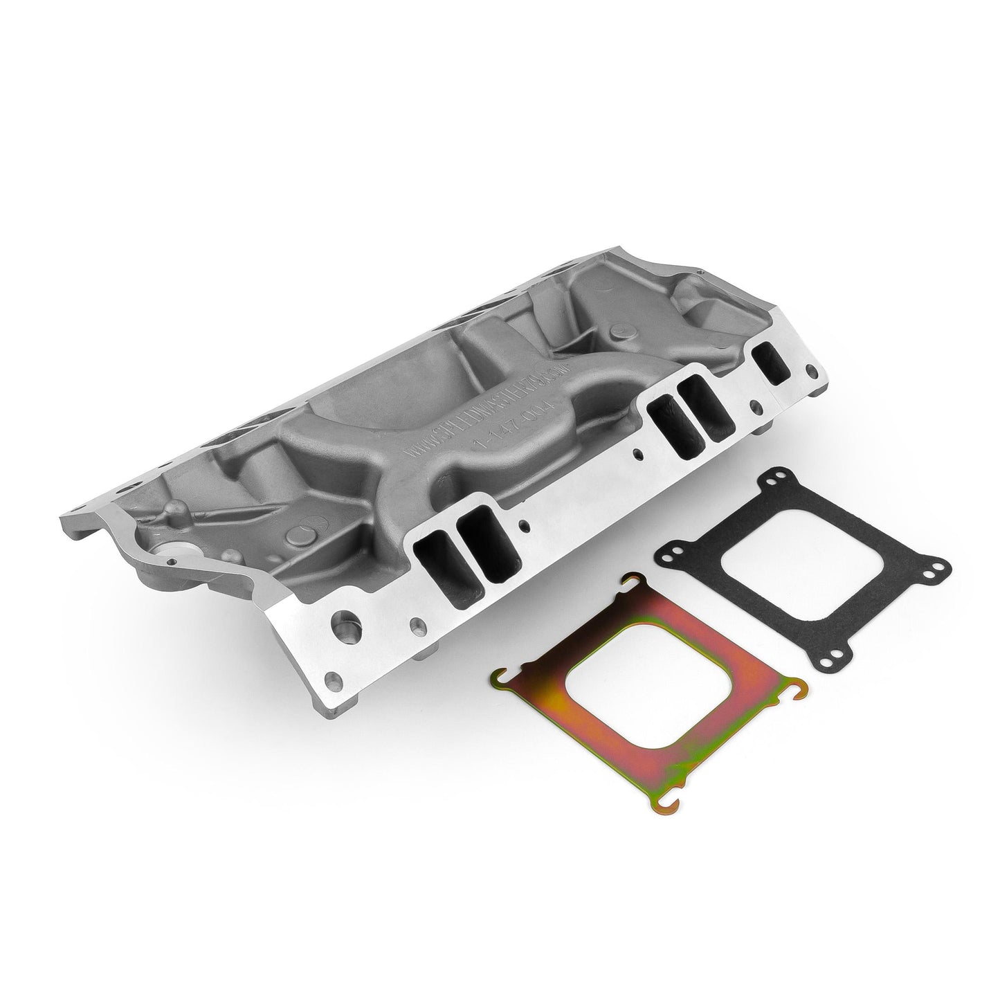 Colector de admisión de aluminio Vortec LowRise para Chevy SBC 350 [satinado]