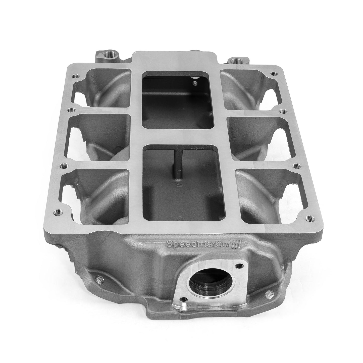 Colector de admisión de aluminio para supercargador Chevy SBC 350 6-71 8-71 [satinado]