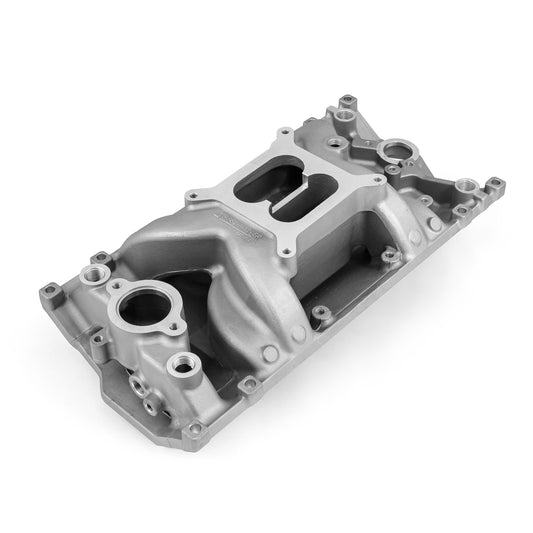 Colector de admisión de aluminio Vortec MidRise Air para Chevy SBC 350 [satinado]