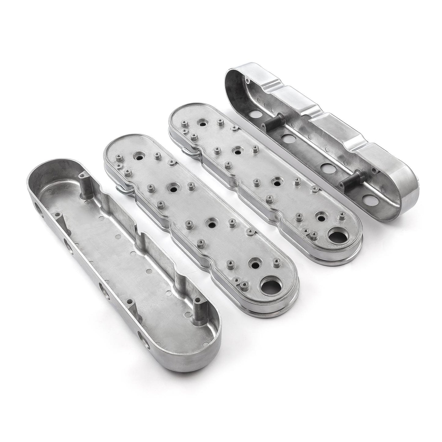 Chevy LS 2pc Finned Vintage Hidden Coil Aluminum Valve Cover - Polished