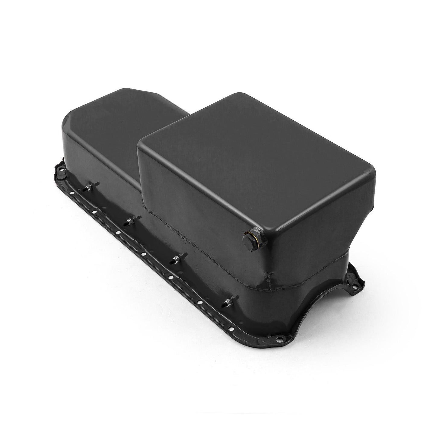 Chevy SBC 350 2Pcs Rms 1955-79 D/Side 7Qt Rear Sump Oil Pan Windage Tray [Black]