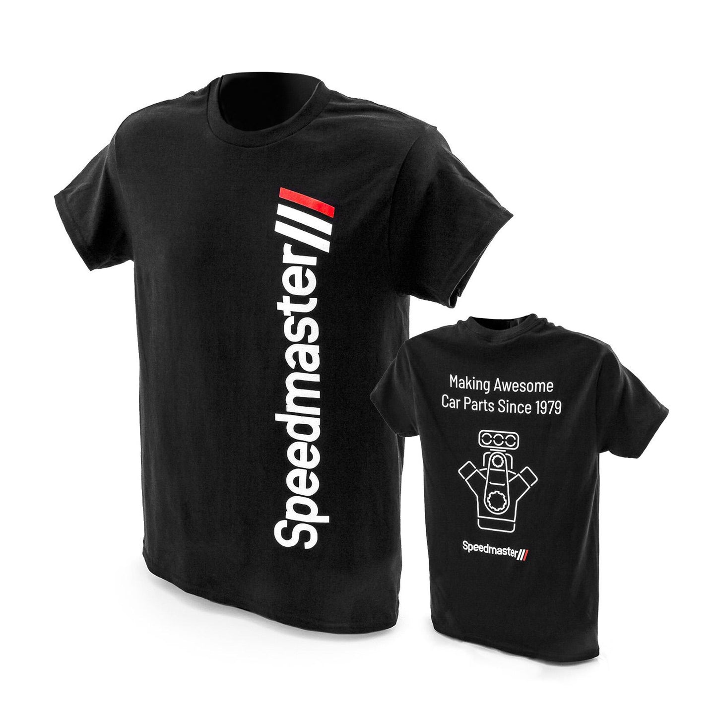 Camiseta de algodón negra Speedmaster Engine