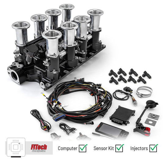 Sistema de inyección de combustible Ford 351W Windsor Downdraft+ FiTech Ultra EFI [Negro]