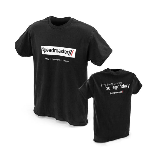 Camiseta de algodón negra legendaria del Speedmaster