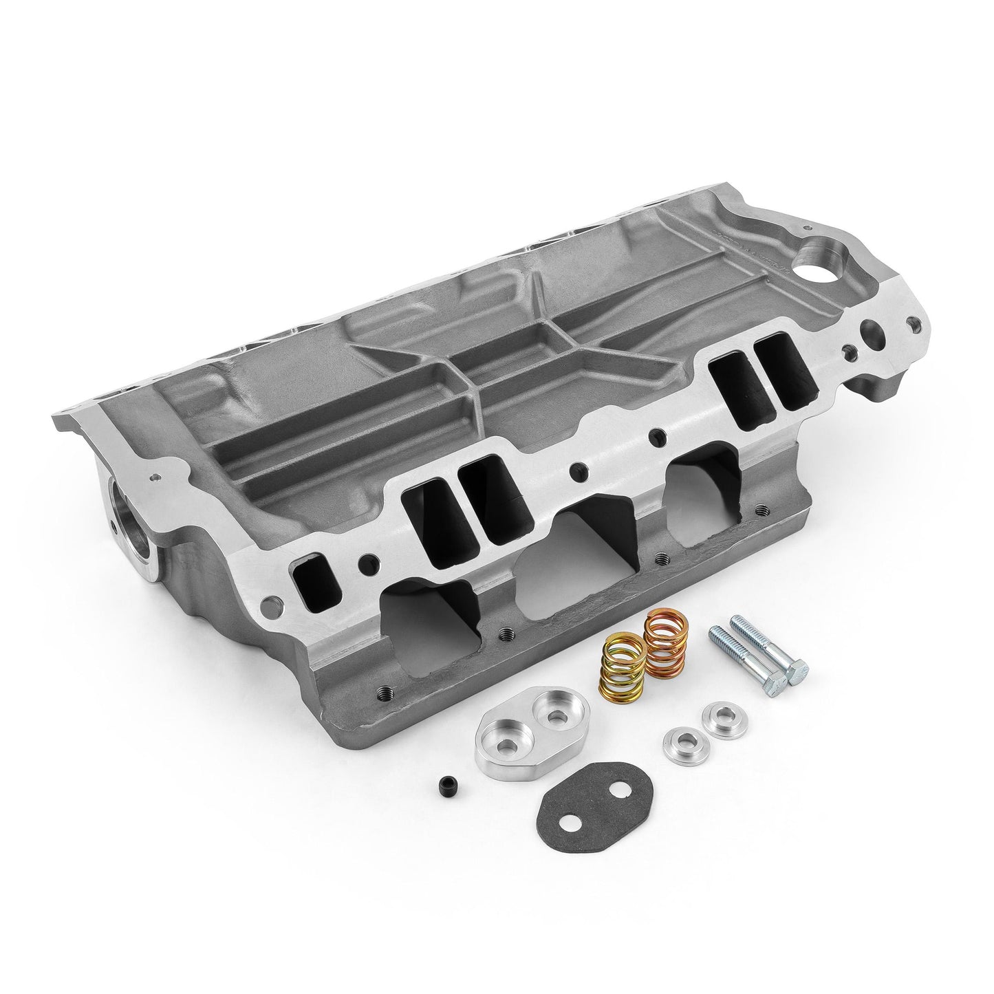 Colector de admisión de aluminio para supercargador Chevy SBC 350 6-71 8-71 [satinado]