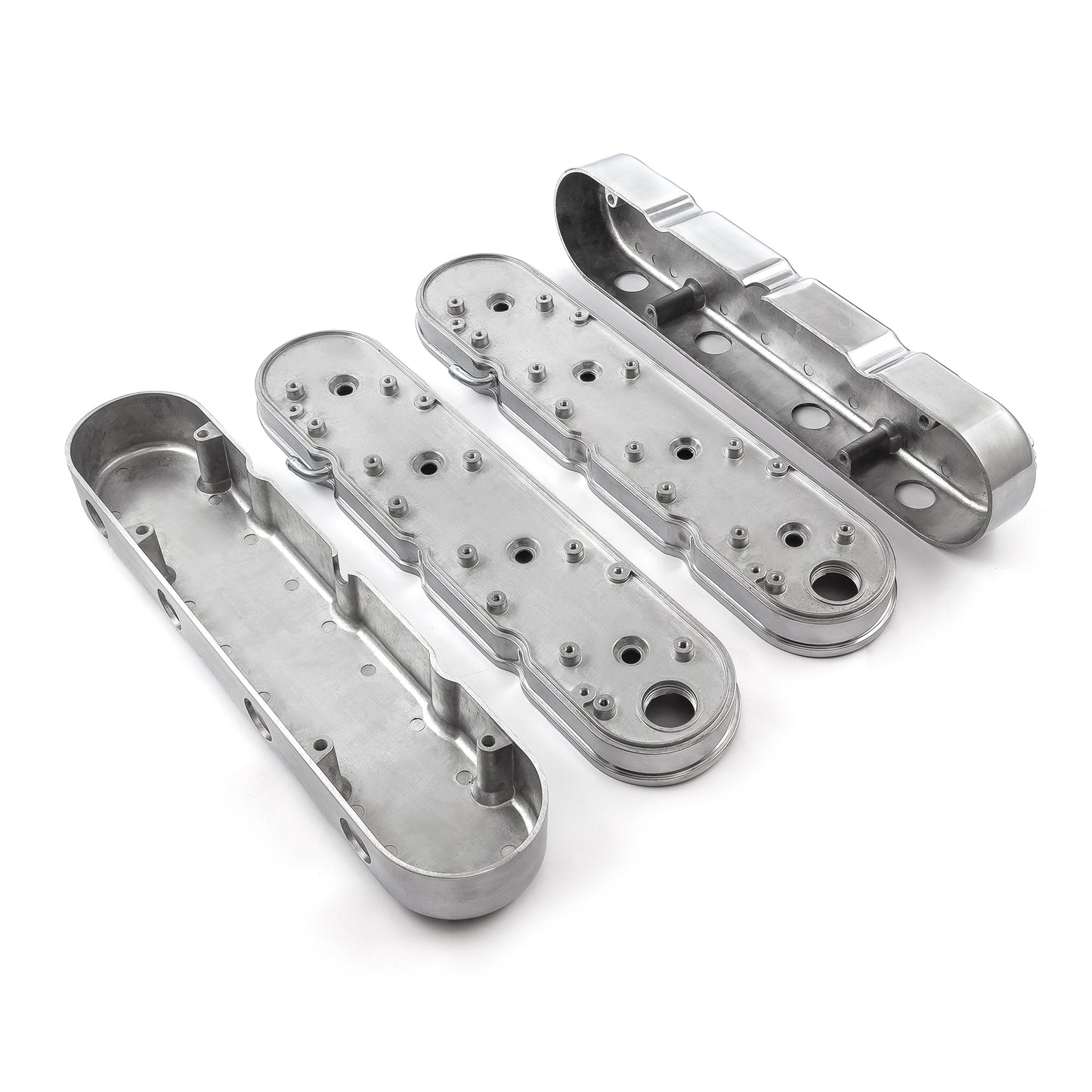 Tapa de válvula de aluminio con bobina oculta vintage con aletas de 2 piezas para Chevy LS - Pulida