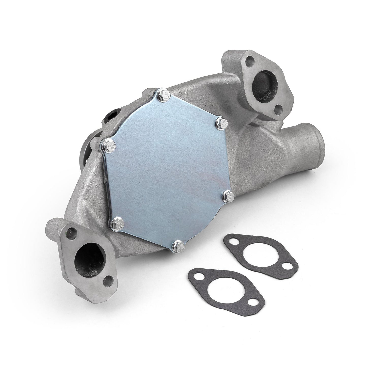 Bomba de agua corta de aluminio de alto volumen con impulsor recto Chevy BBC 454, satinada