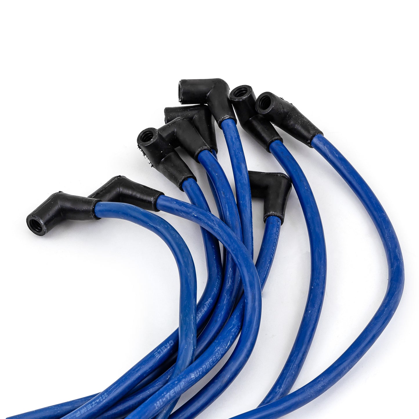 Universal 90 Deg to 90 Deg Under Covers Male Blue Spark Plug Wires Suits Chevy