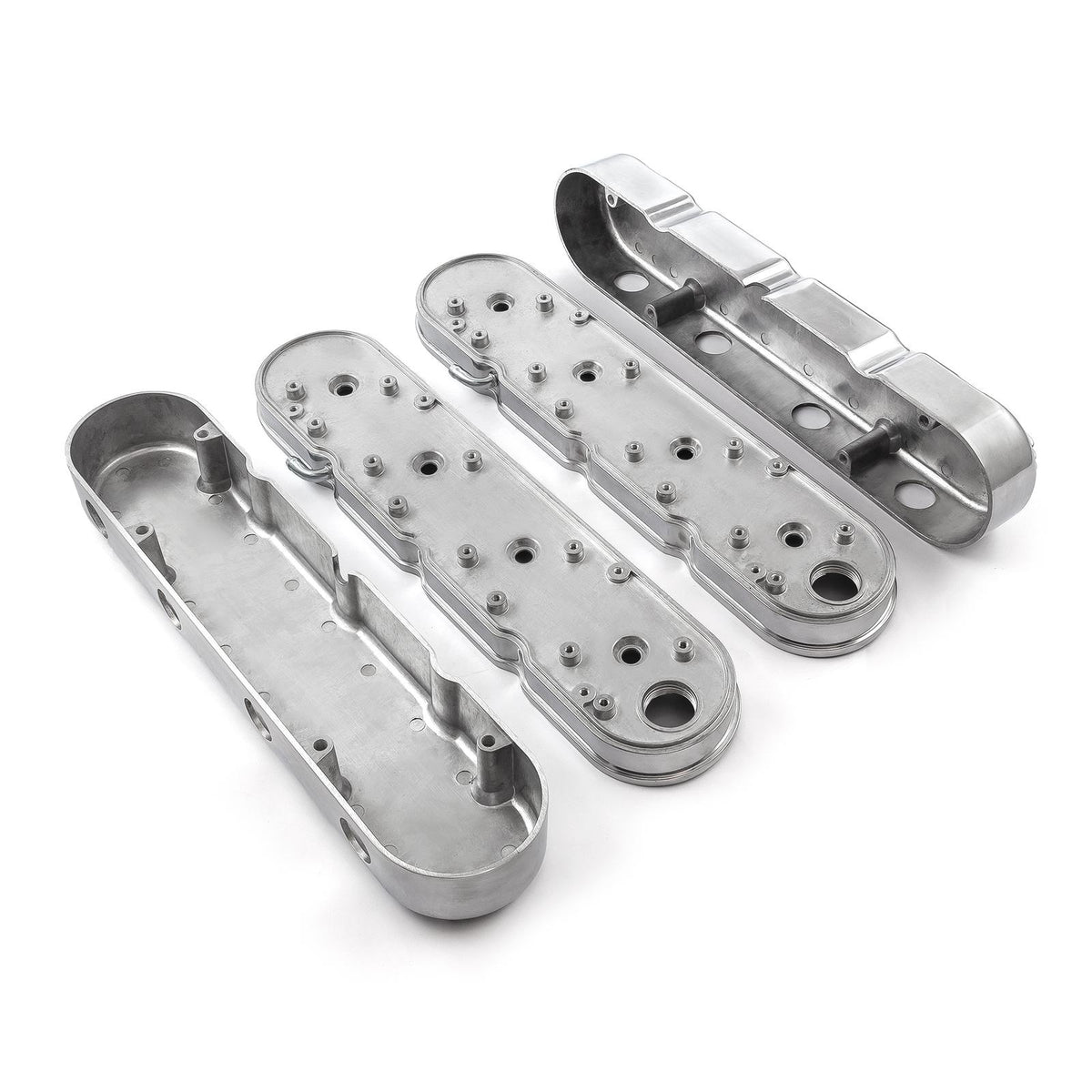 Tapa de válvula de aluminio con bobina oculta vintage con aletas de 2 piezas para Chevy LS - Pulida